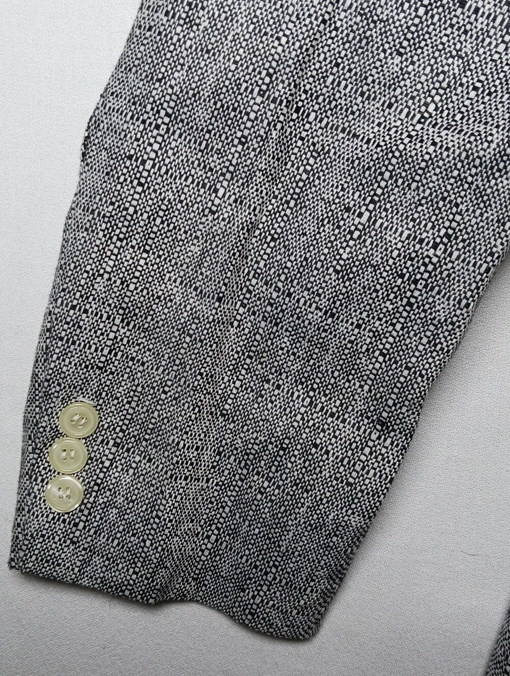 Vintage Jordache Penn Mens Linen Blend Blazer 46R Salt Pepper Tweed Deadstock